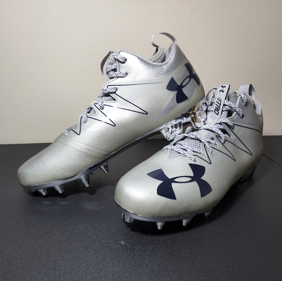 Under Armour Nitro Pro Mens Football Cleats Gray/Navy Blue 1287490-101 Size 10.5 - Picture 1 of 11
